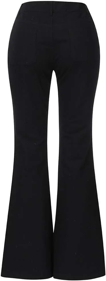 Women's Flare Bell Bottom High Waist Jeans Vintage Stretch Bootcut Denim Trouser with Pockets