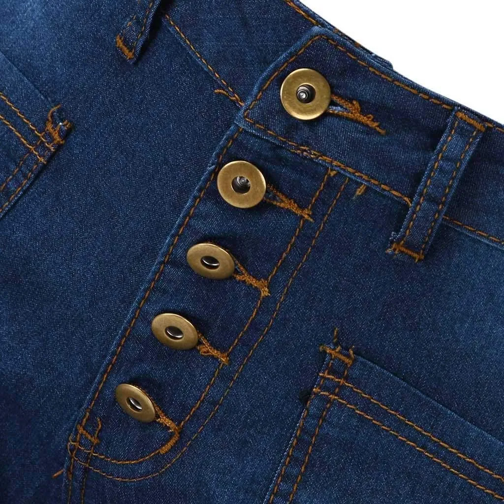 Women's Flare Bell Bottom High Waist Jeans Vintage Stretch Bootcut Denim Trouser with Pockets