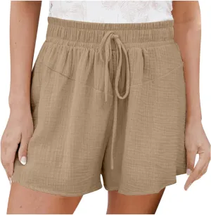Women's Green Solid Cotton Linen Bermuda Shorts