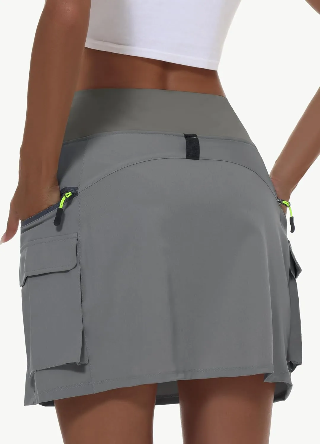 Women's Hiking Cargo Skort Skirt High Waisted Golf Dressy Casual with Zipper Pockets Workout Sport Quick Dry Skirts