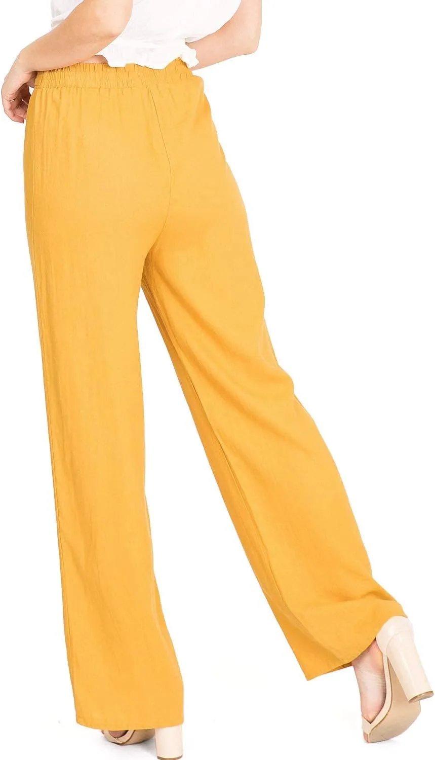 Women's Juniors Wide Leg Spring Linen Pants