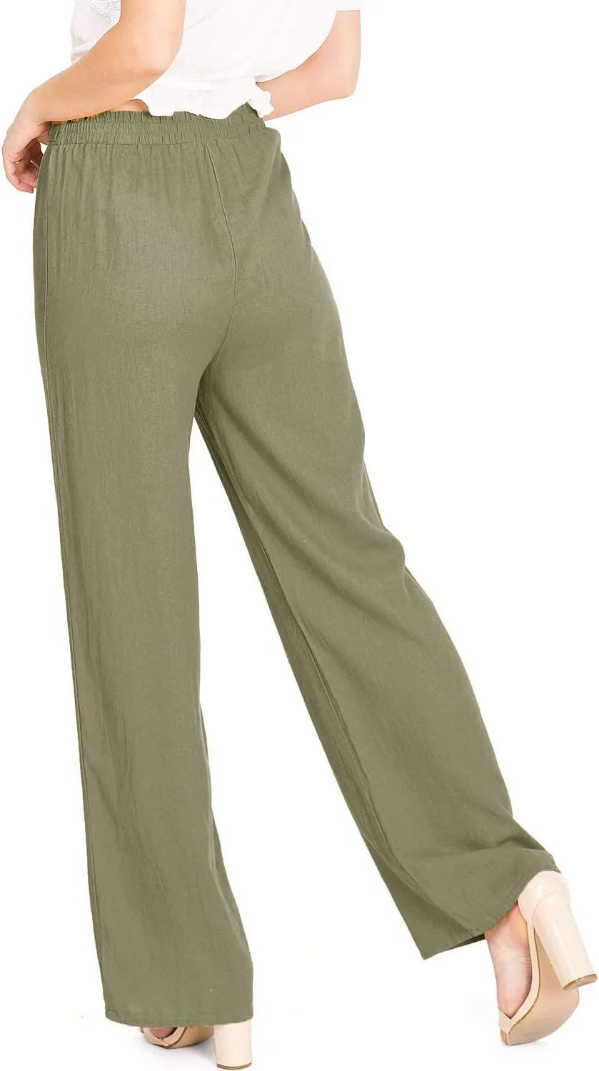 Women's Juniors Wide Leg Spring Linen Pants