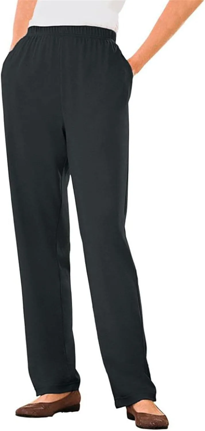 Women's Knit Pull on Sweatpants, Cotton Blend with Flat Front Waistband