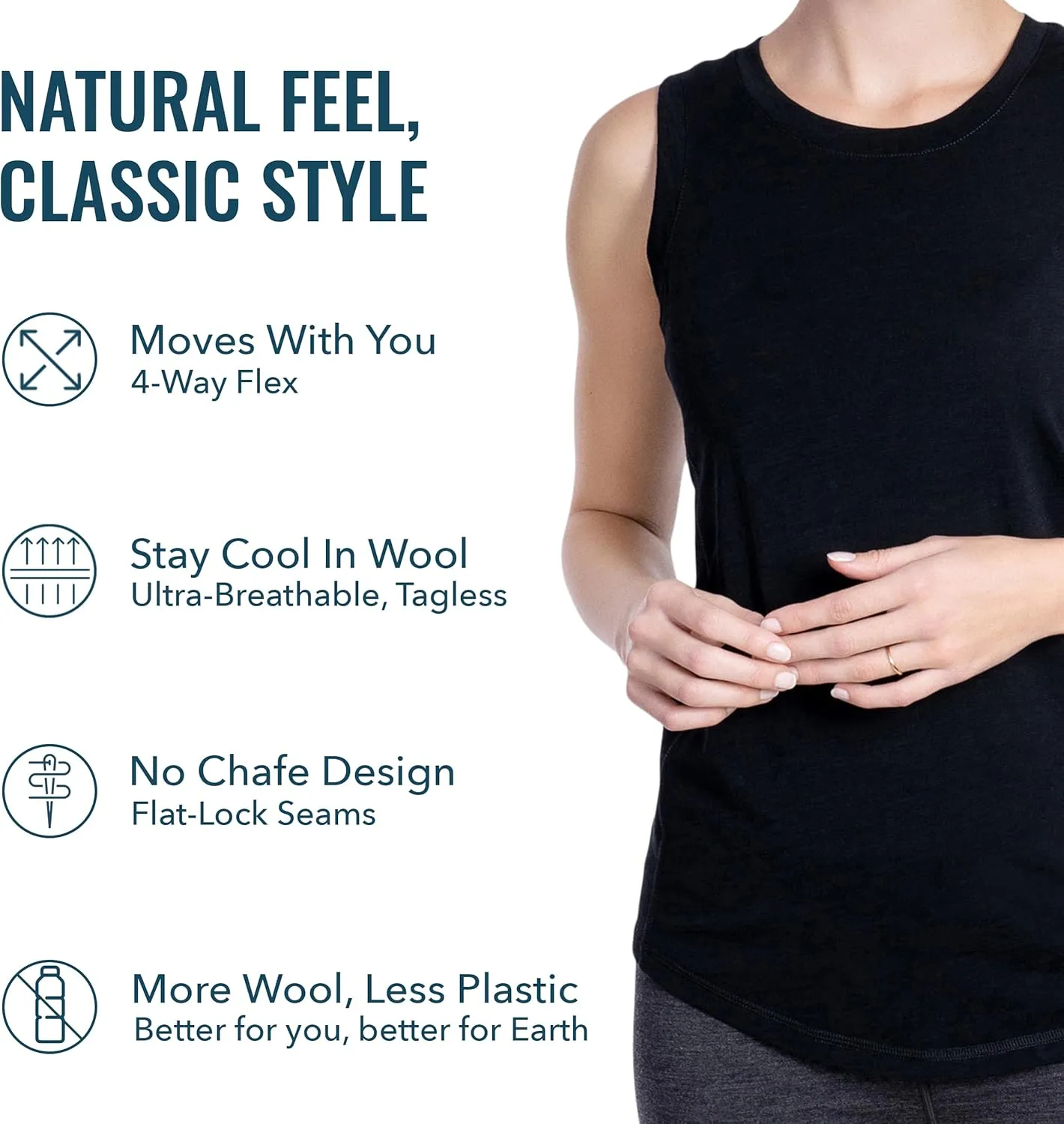 Women's Merino Tank Top by Woolly | RWS Certified | Soft, Stink Free, Seattle Designed