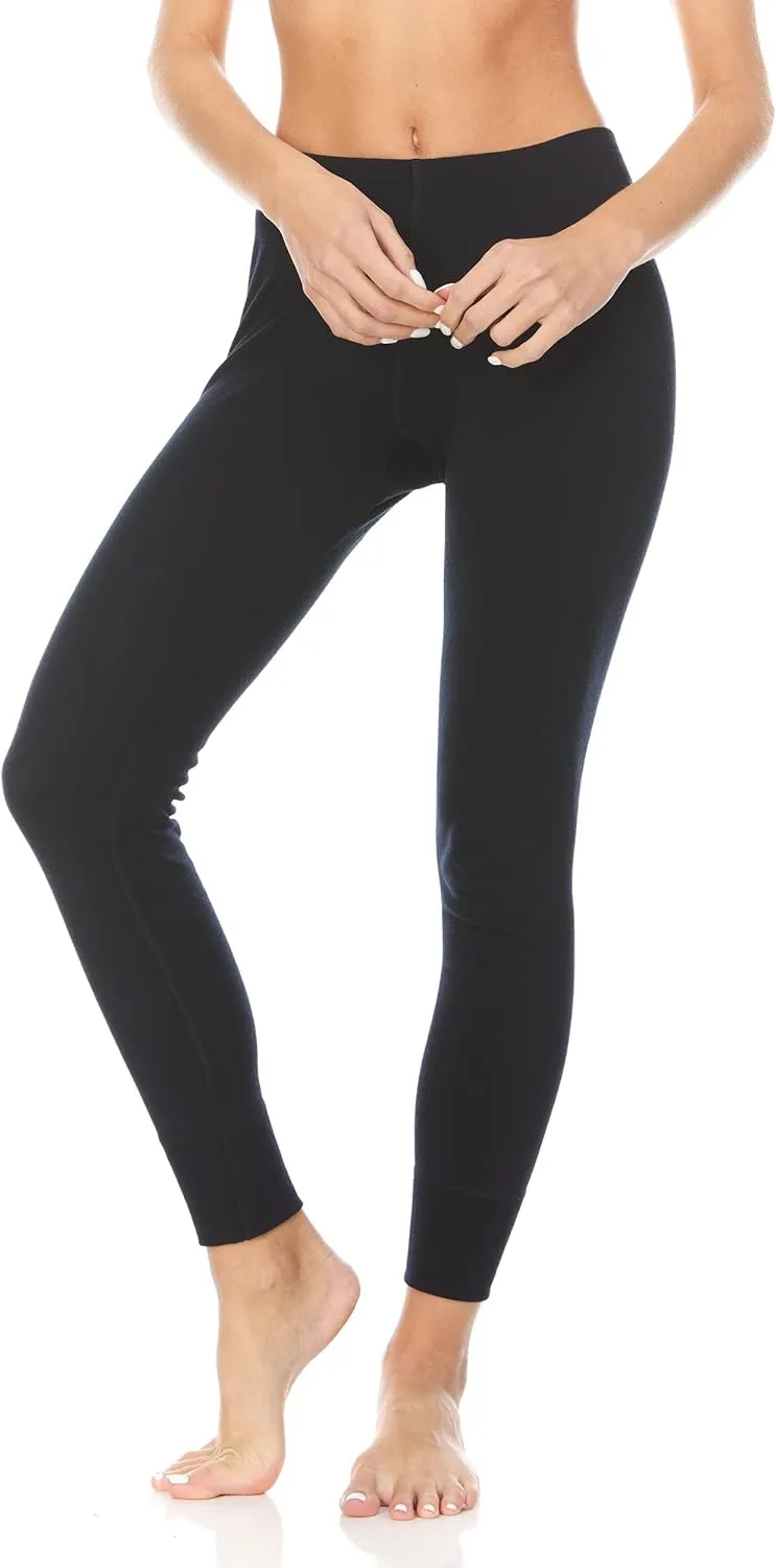 Women's Midweight 100% Merino Wool Base Layer Bottoms - Winter Leggings - Cold Weather Thermals - Anti Odor
