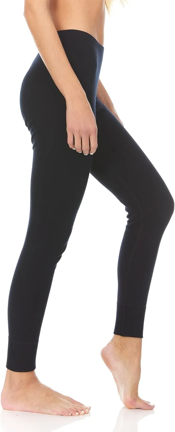 Women's Midweight 100% Merino Wool Base Layer Bottoms - Winter Leggings - Cold Weather Thermals - Anti Odor