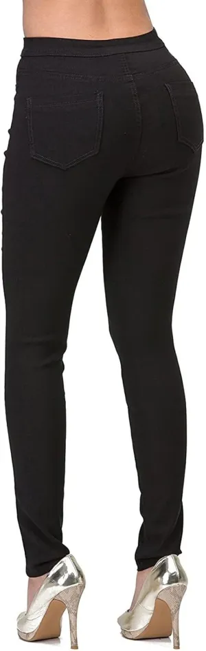 Womens Stretch Jeggings with Pockets Ripped High Waisted Classic Butt Lifting Yoga Leggings Fitted Denim Ankle Jeans