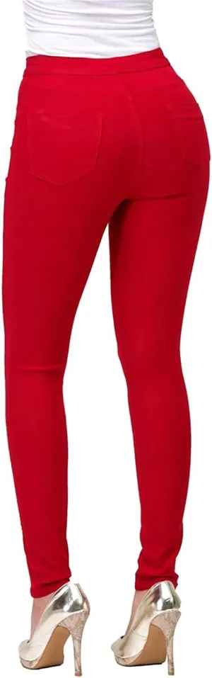 Womens Stretch Jeggings with Pockets Ripped High Waisted Classic Butt Lifting Yoga Leggings Fitted Denim Ankle Jeans