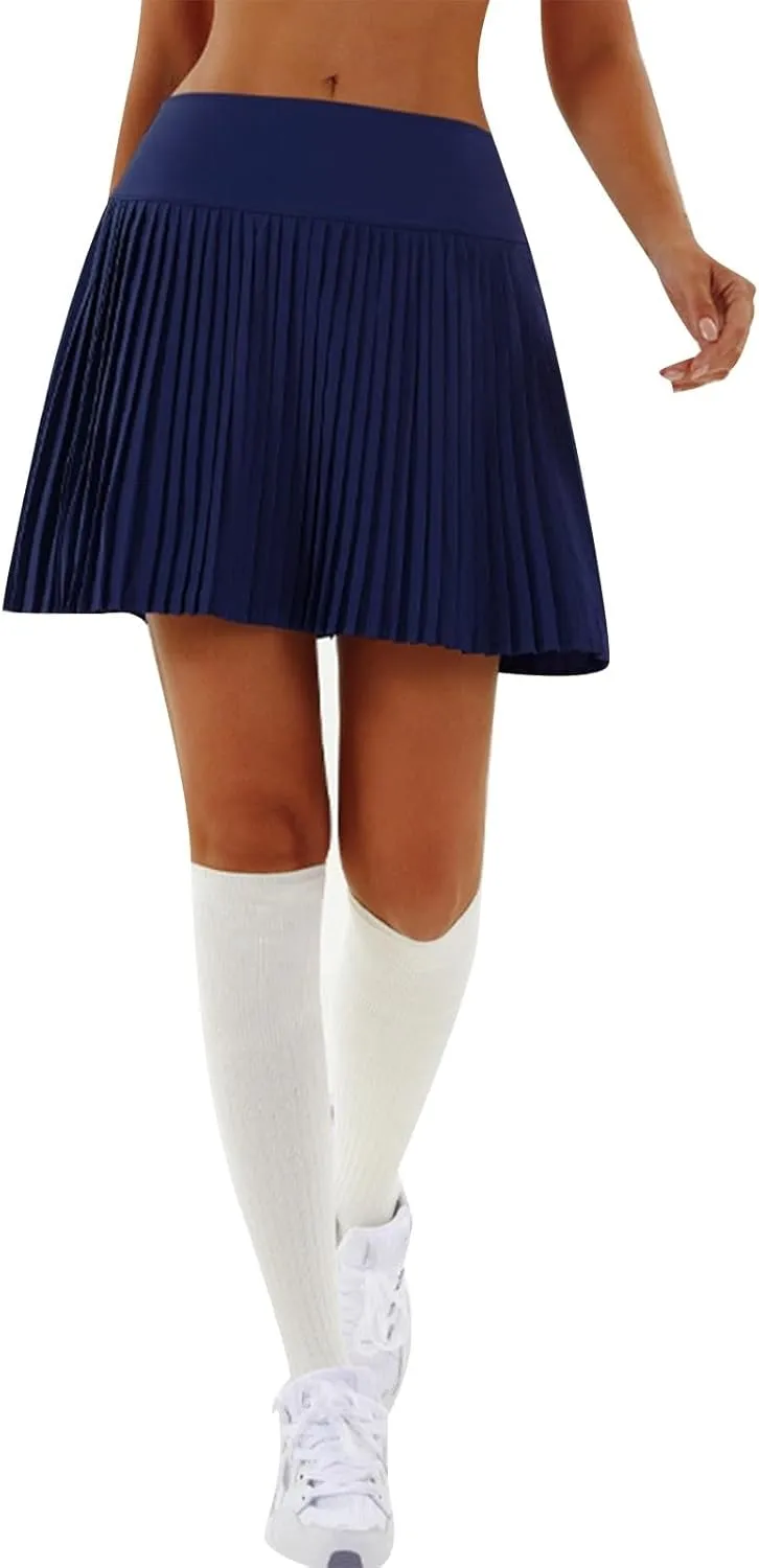 Womens Tennis High Waist Mini Skirt with Pockets Pleated Running Athletic Golf Skorts Lightweight Trendy Skirts