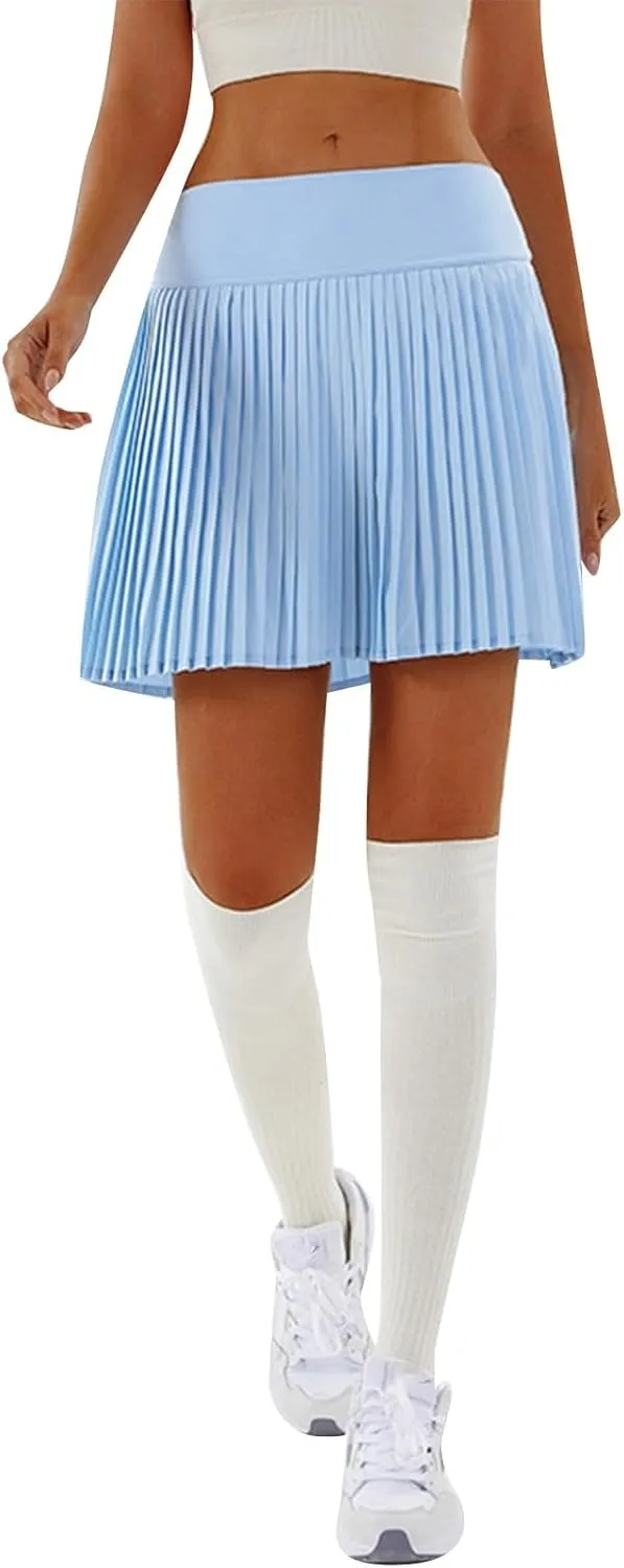 Womens Tennis High Waist Mini Skirt with Pockets Pleated Running Athletic Golf Skorts Lightweight Trendy Skirts