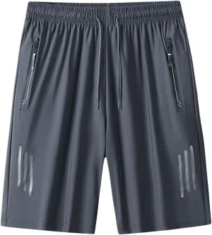 Workout Shorts Pack Men's Ice Silk Shorts Sport Lightweight Shorts Breathable Short Pants Pocket Exercise Shorts
