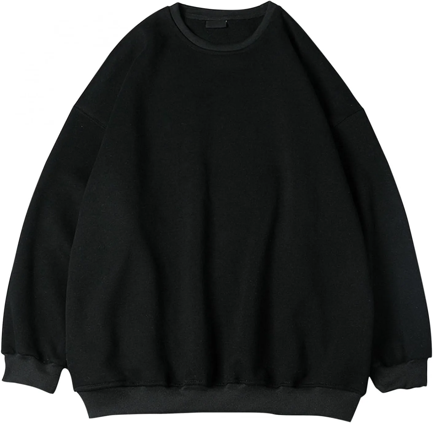 WUAI-Men Crewneck Sweatshirt Plus Size Soft Cozy Hipster Workout Loose Oversized Pullover Sweaters Thermal Jumper Tops