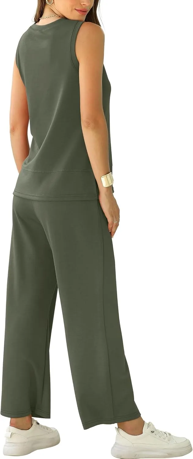 XIEERDUO Women's 2 Piece Outfits Summer Travel Tracksuit Loose Wide Leg Loungewear Comfy Lounge Sets S-3XL