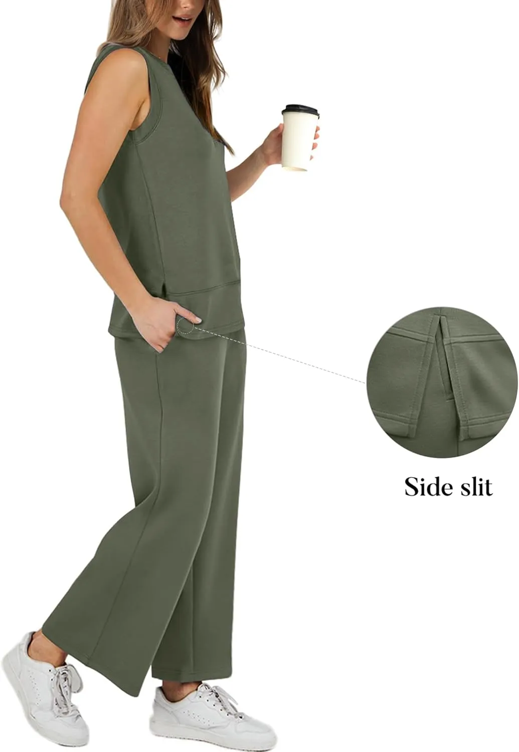 XIEERDUO Women's 2 Piece Outfits Summer Travel Tracksuit Loose Wide Leg Loungewear Comfy Lounge Sets S-3XL
