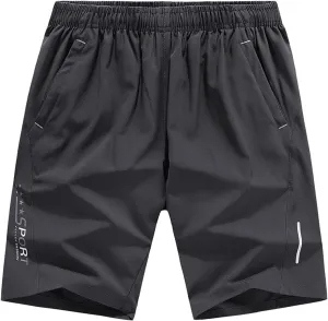 Ymosrh Men's Athletic Shorts Gym Shorts Quick Dry Lightweight Training Running Jogger Zipper Pockets Shorts, M-5XL