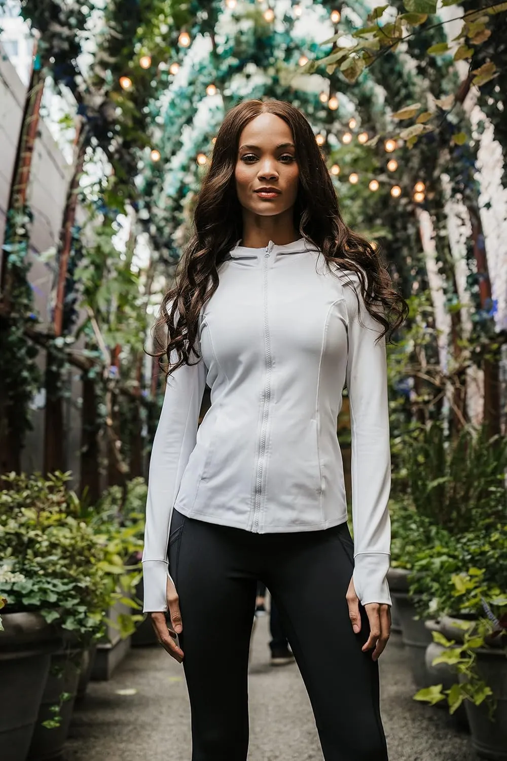 Yogalicious Full-Zip Lightweight Hooded Running Workout Yoga Lux Jacket with Pockets