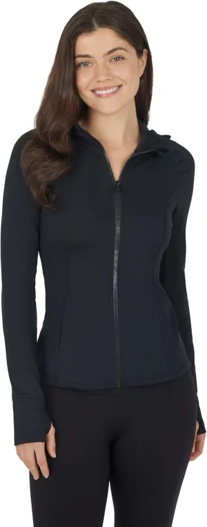 Yogalicious Full-Zip Lightweight Hooded Running Workout Yoga Lux Jacket with Pockets