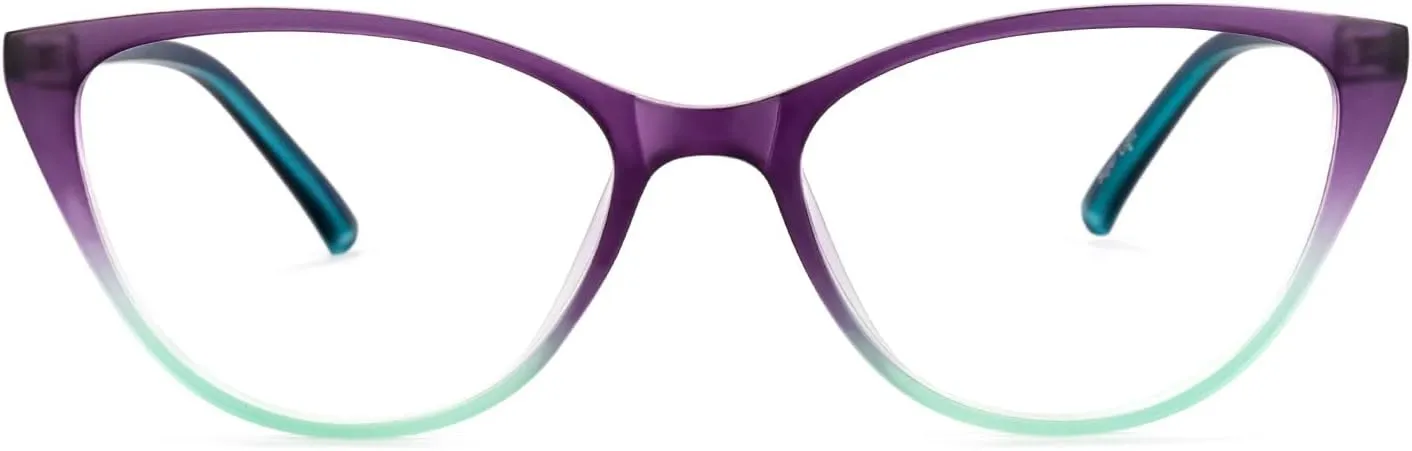 Zeelool Ultra Light Cat Eye Blue Light Blocking Glasses for Women TR90 Eyewear Lucy FP0300-01 Purple-Green
