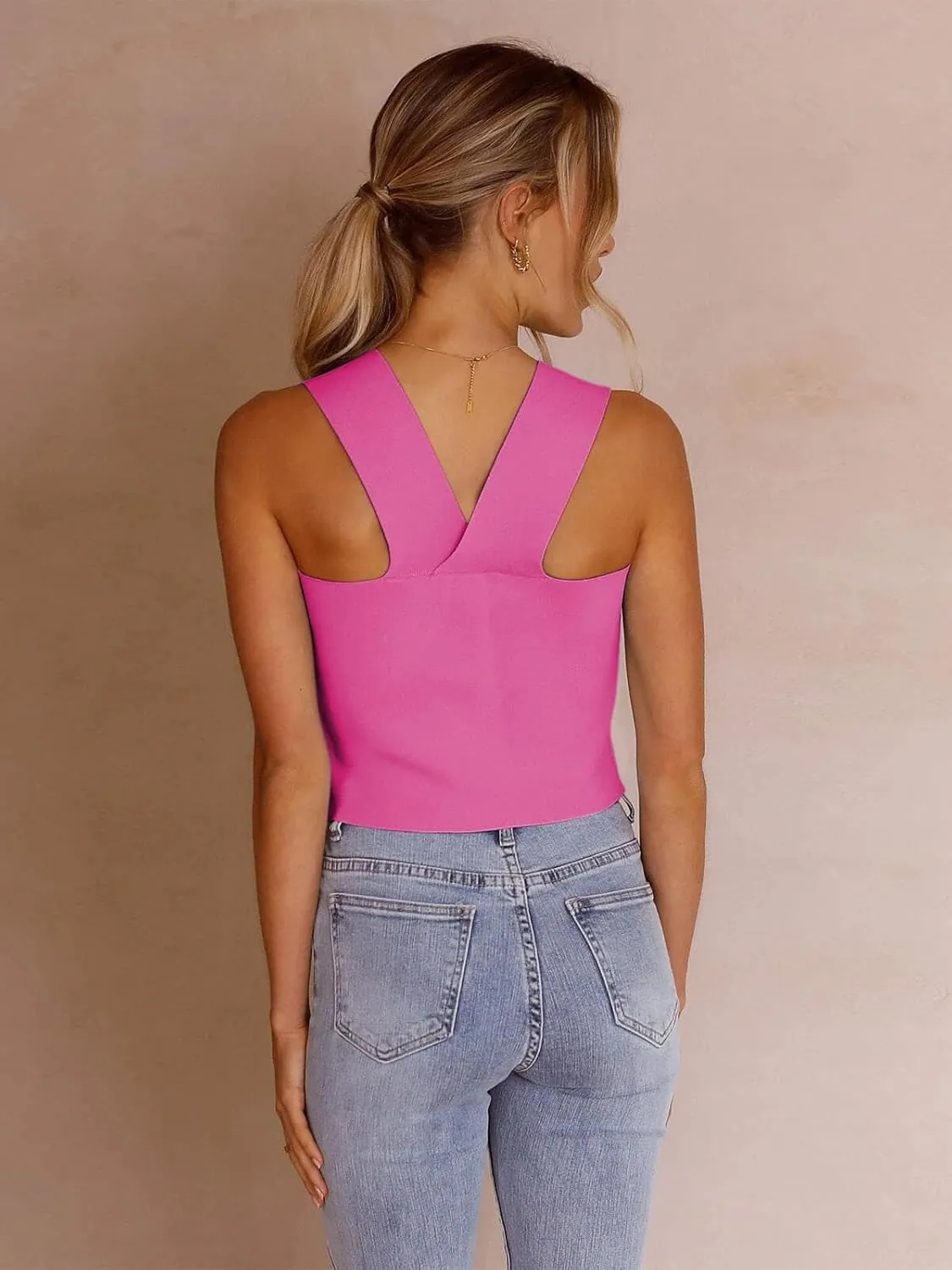 Zwurew Women's Knit Square Neck Tank Tops 2025 Summer Casual Sleeveless Sweater Fitted Shirts Tanks