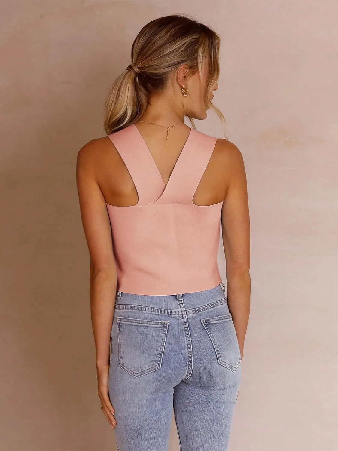 Zwurew Women's Knit Square Neck Tank Tops 2025 Summer Casual Sleeveless Sweater Fitted Shirts Tanks